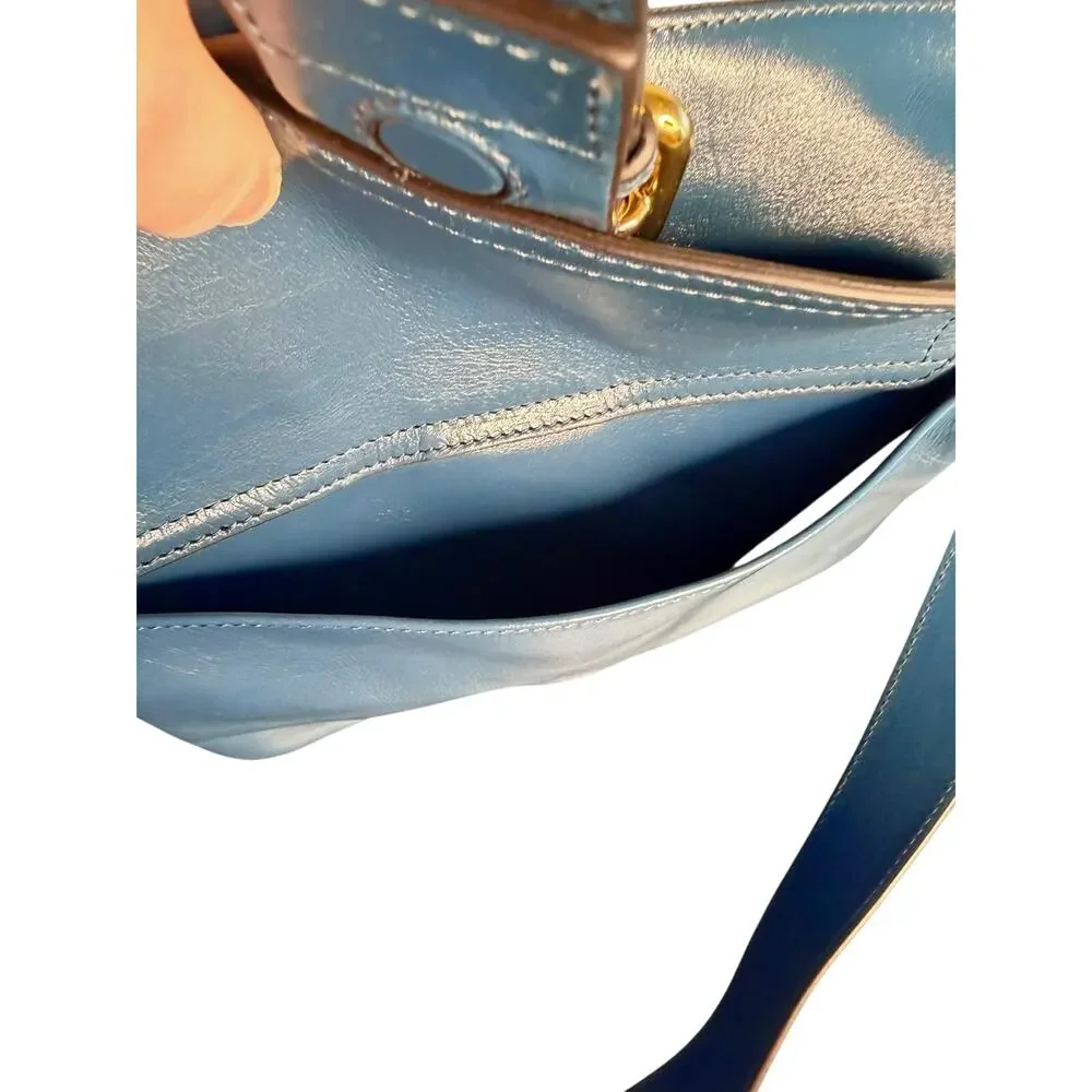 Chloe NWT Shiny Leather Medium Camera Bag in Tapestry Blue